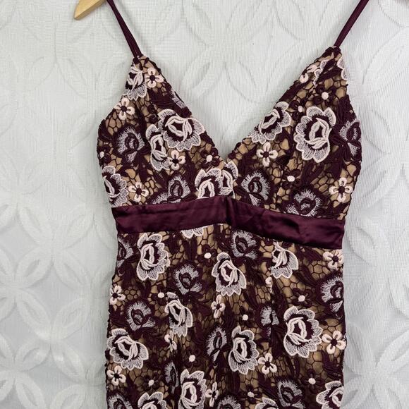 Bardot Dahlia Floral Lace Purple V Neck Asymmetrical High Lo Dress Size 4 NWT - Picture 5 of 10
